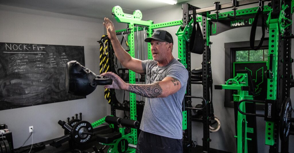 Nock Fit 1 Nock On Archery working out with kettle bells