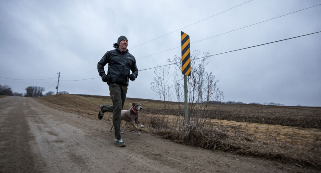 Nock Fit 7 John Dudley running on a country road