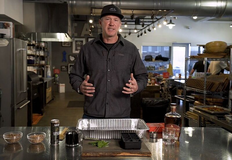 Nock On Archery making cocktails on Traeger Grill