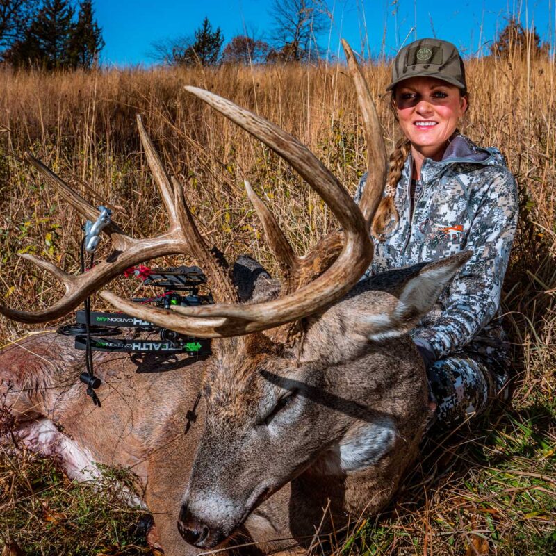 Sharon Dudley with Giant Whitetail Buck.