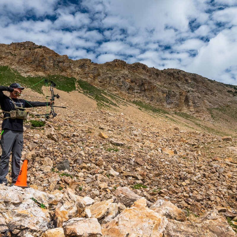 John Dudley of Nock On Archery making a long distance shot at a Total Archery Challenge event at Snowbird Utah.