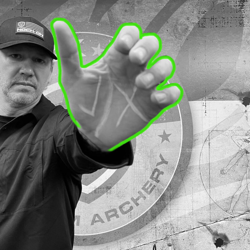 John Dudley of Nock On Archery showing how to properly grip a compound bow.