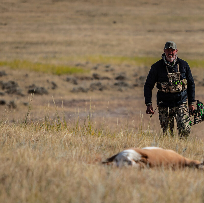 John Dudley bowhunting antelope in Montana.