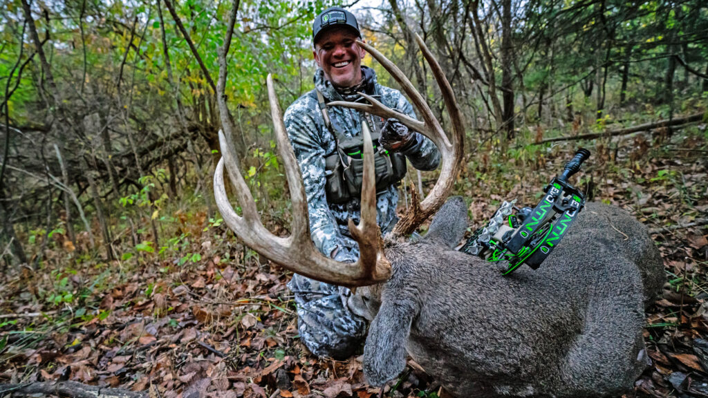 School Of Nock 2 John Dudley of Nock On Archery with a Monster Whitetail Buck shot in Iowa.