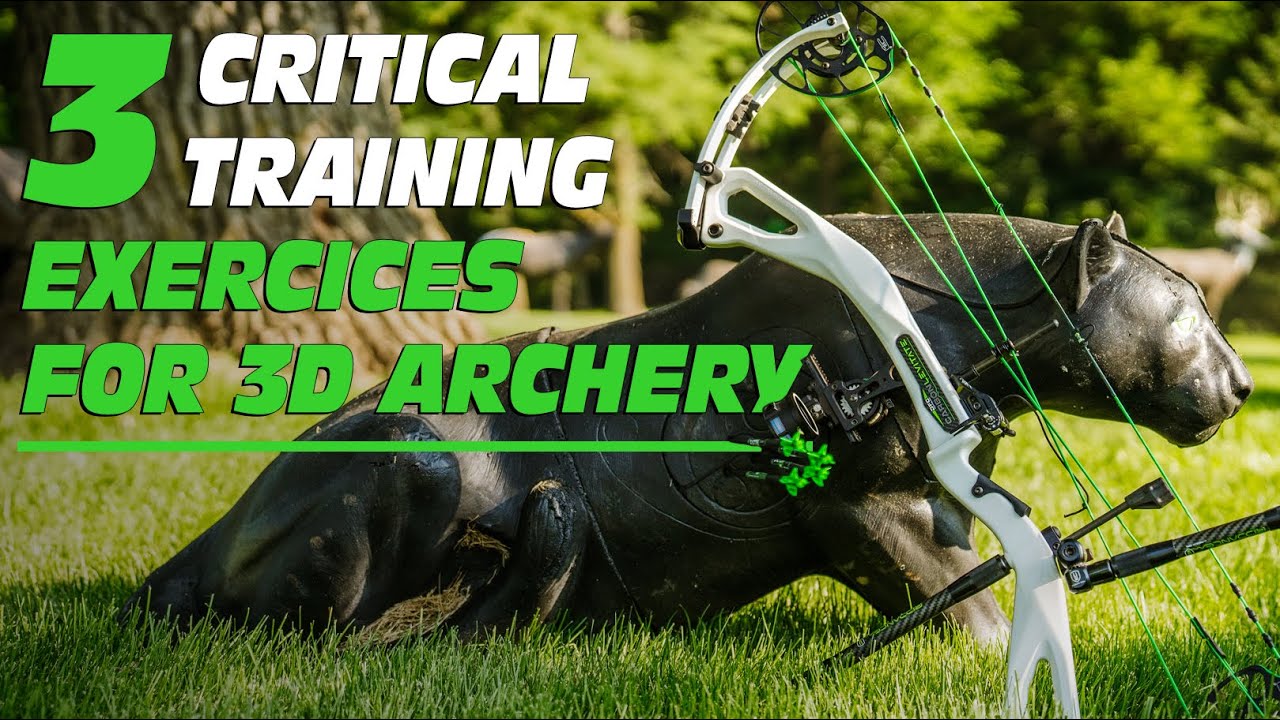 3 Critical Training Exercises for 3D Archery 1 A close up of a 3d target with arrows in the kill zone and a white compound bow leaning on it.