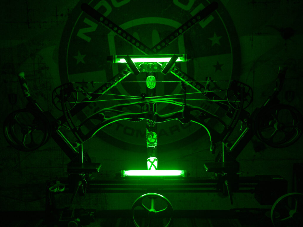 School Of Nock 39 The new 2025 RX-9 Ultra Bow, backlit in Nock On green.
